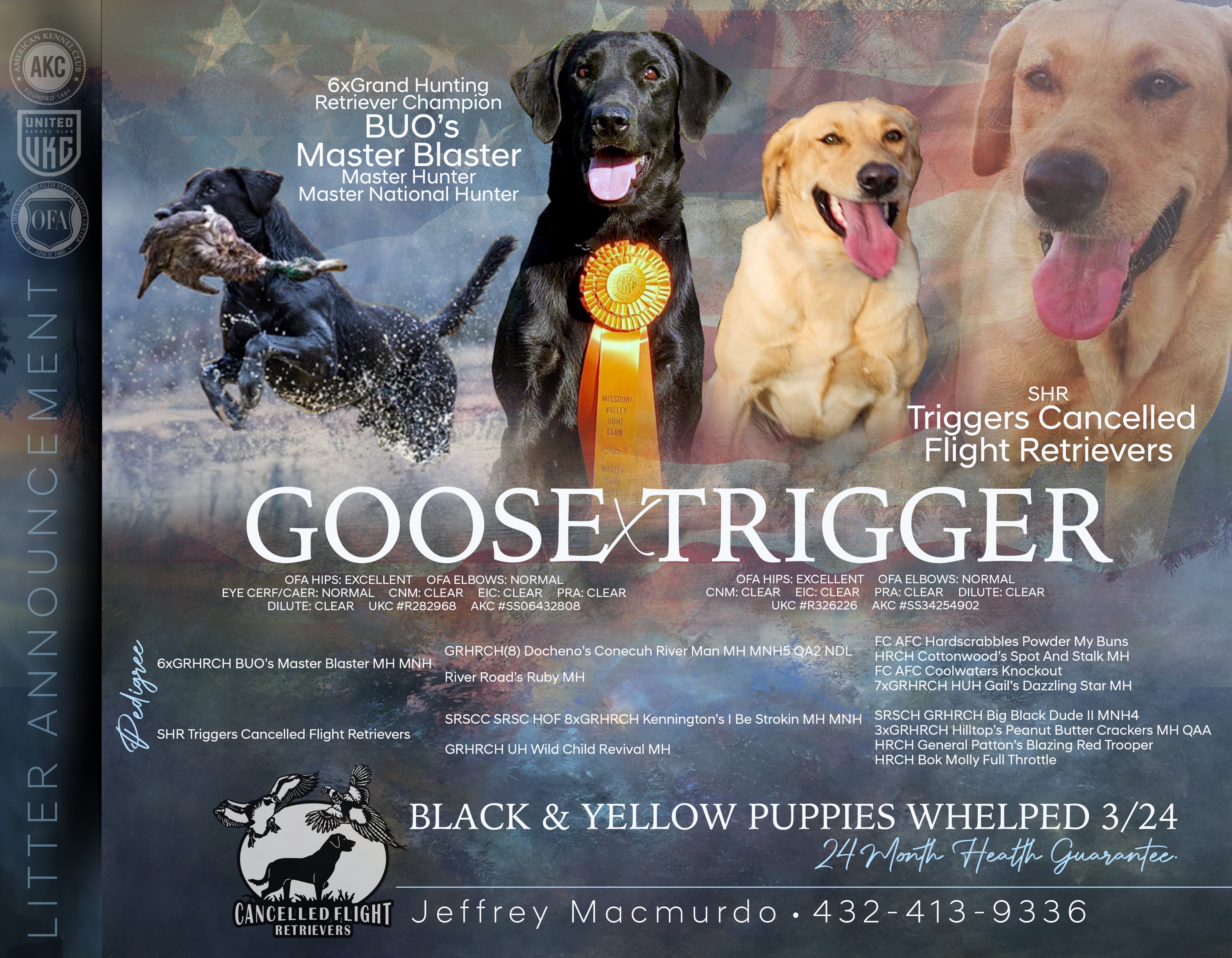 6xGRHRCH BUO’s Master Blaster MH MNH x SHR Triggers Cancelled Flight Retrievers